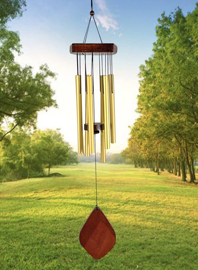 DigaNT جرس رياح ذهبي مصنوع يدويًا من 7 أنابيب معدنية، من ديجانت، لتزيين المنزل والشرفة والمكتب، يبعث على الطاقة الإيجابية، مصنوع من الألومنيوم، مثالي للتأمل | هدية رائعة لأعياد الميلاد والذكرى السنوية، مناسب للطقوس الدينية المنزلية (حسب علم الفاستو) وهدية تذكارية (ذهبي) - Image 3